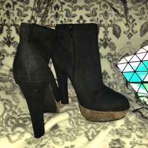 Heeled Platform Glitter Ankle Boots